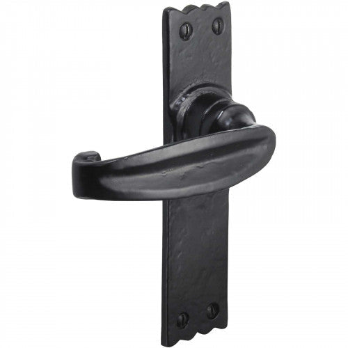 Poignées de porte en fer noir 158 x 38 mm, style cottage vintage antique, avec serrure à levier, style européen pour salle de bain