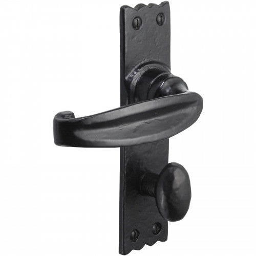 Poignées de porte en fer noir 158 x 38 mm, style cottage vintage antique, avec serrure à levier, style européen pour salle de bain