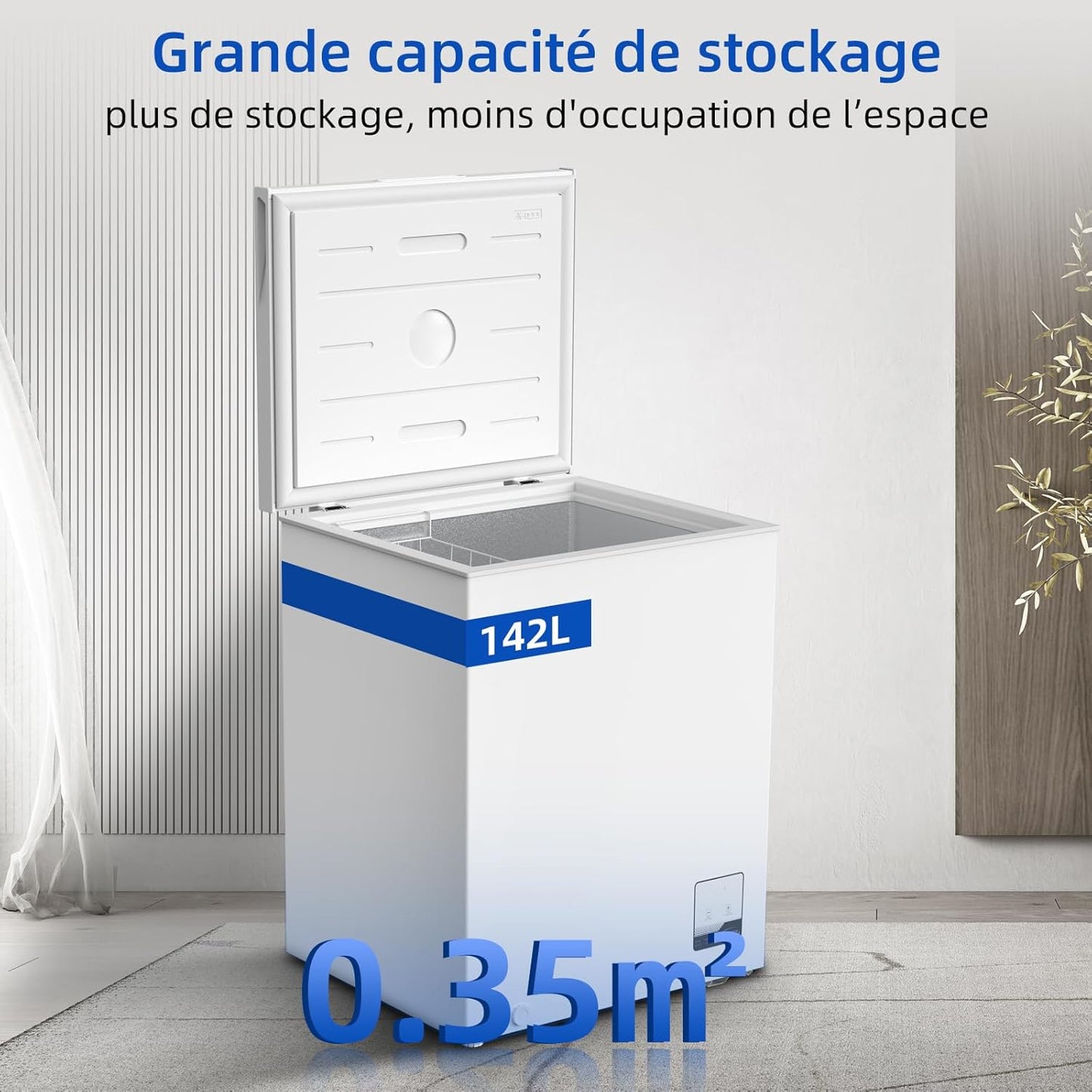 CHiQ congélateur coffre 142L, inverter, -32°C rapide, grille métal, silencieux