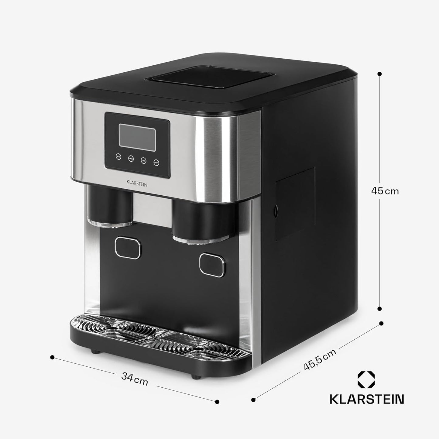 Klarstein machine glaçons 1.8L, 15kg/jour, concassés ou balles, alarme, nettoyage facile