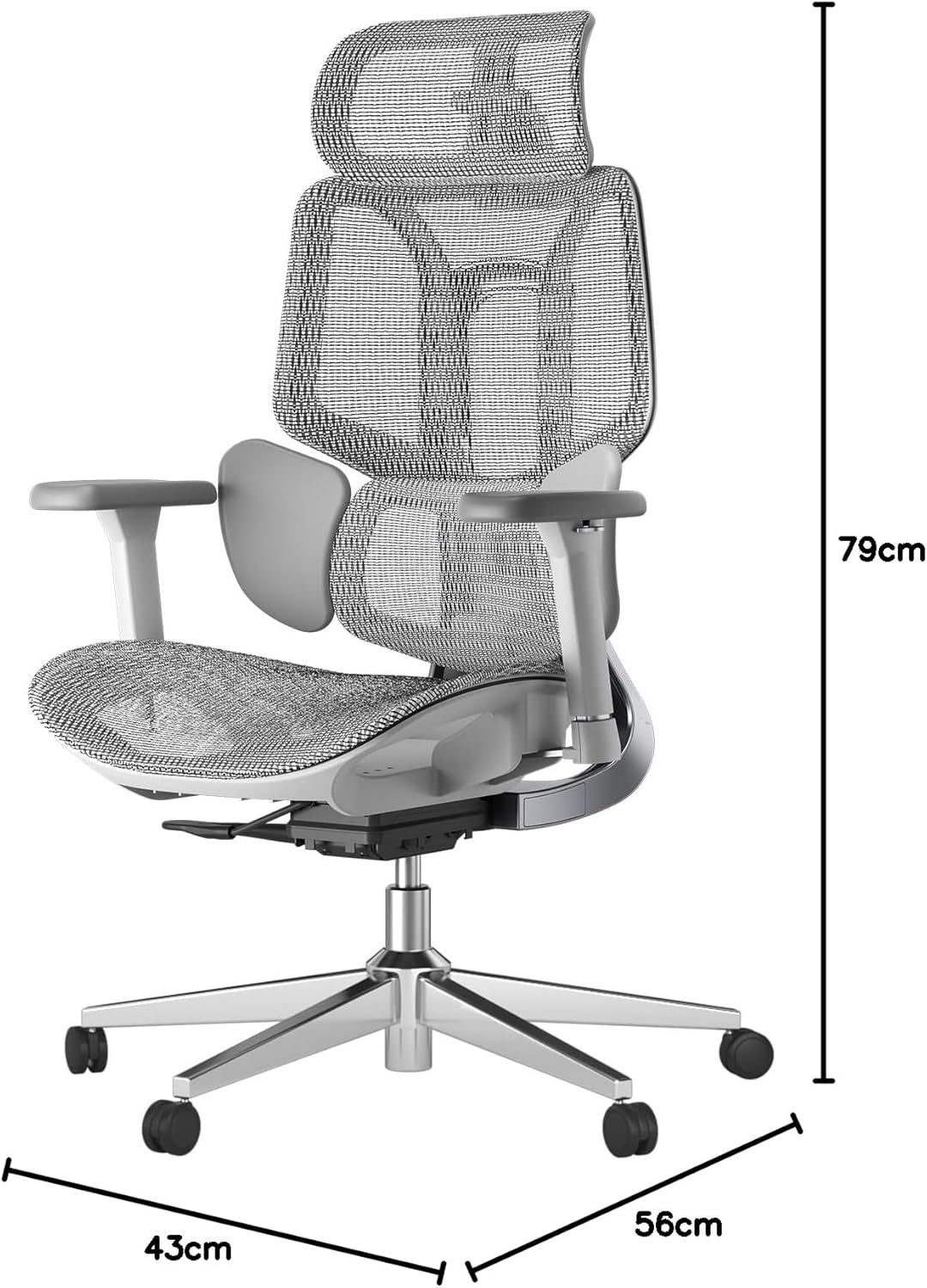 Hbada E3 Air fauteuil bureau ergonomique, 3 zones, accoudoirs/appui 3D, gris