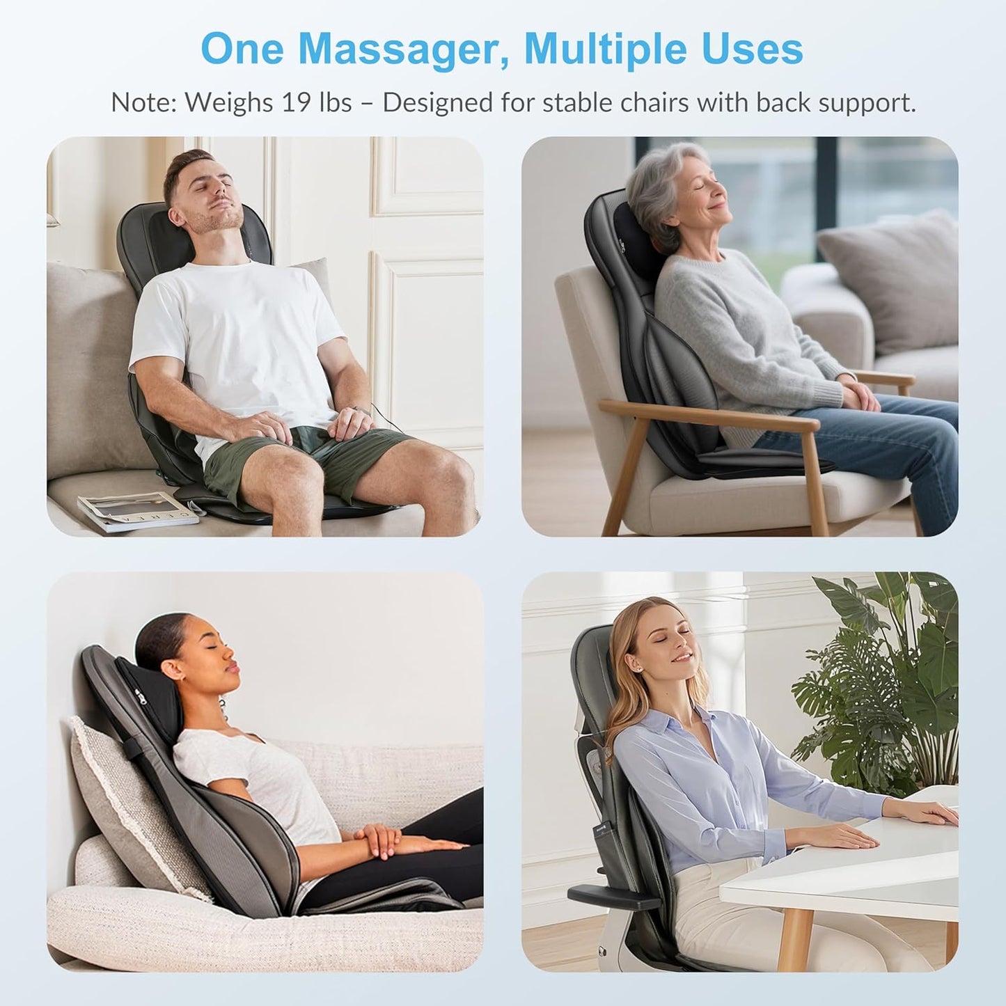 COMFIER siège massant Shiatsu dos & cou, 2D/3D, chaleur, compresse réglable