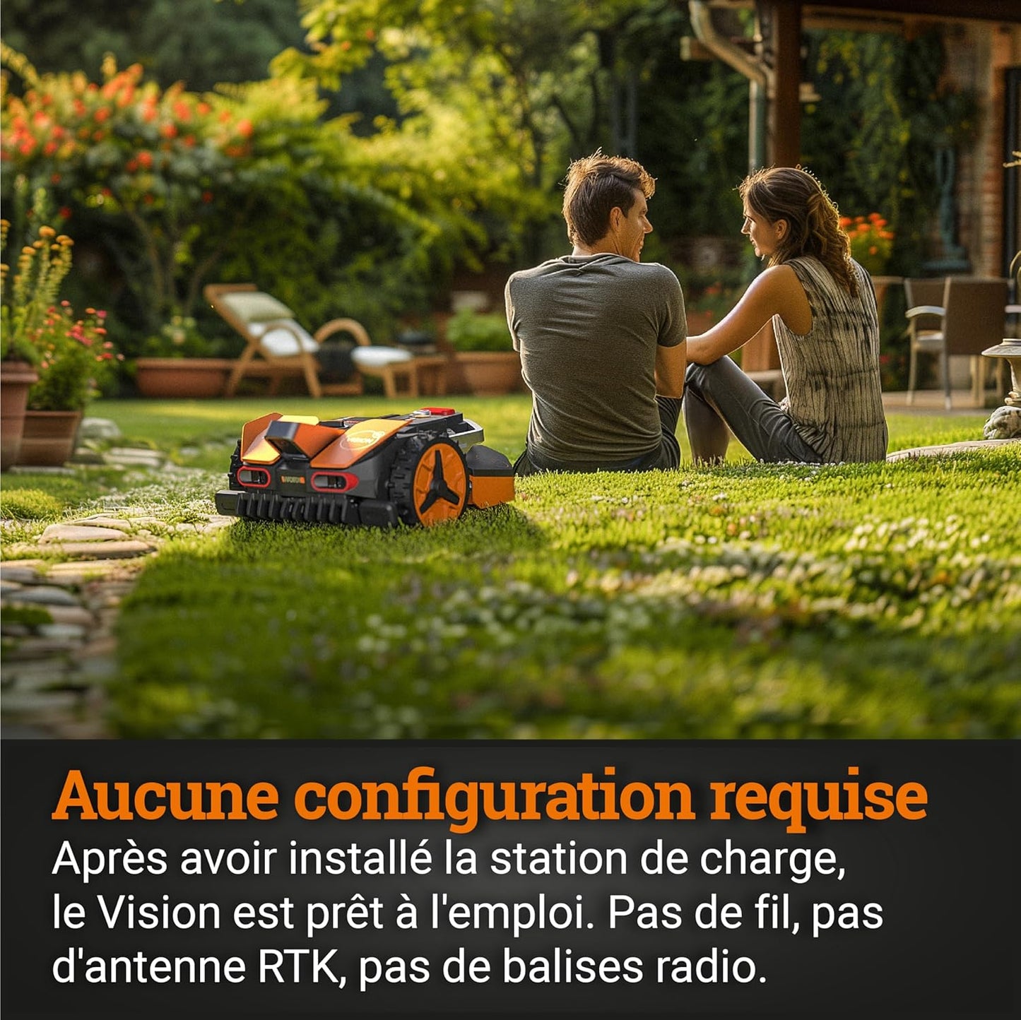 WORX Landroid Vision WR205E robot tondeuse 500m², IA, bordure, caméra