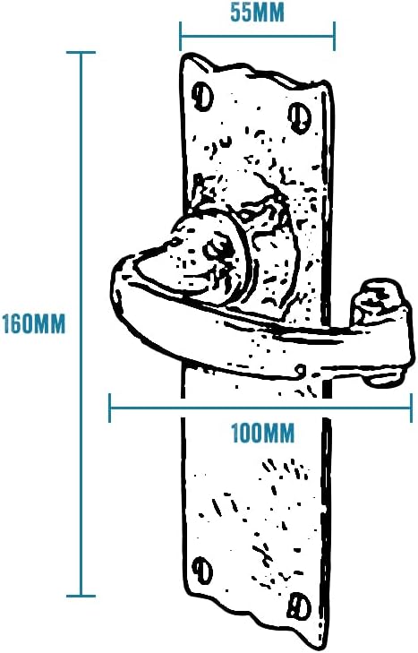 Poignées de porte en fer noir 158 x 55 mm, style cottage antique, style européen, pour salle de bain