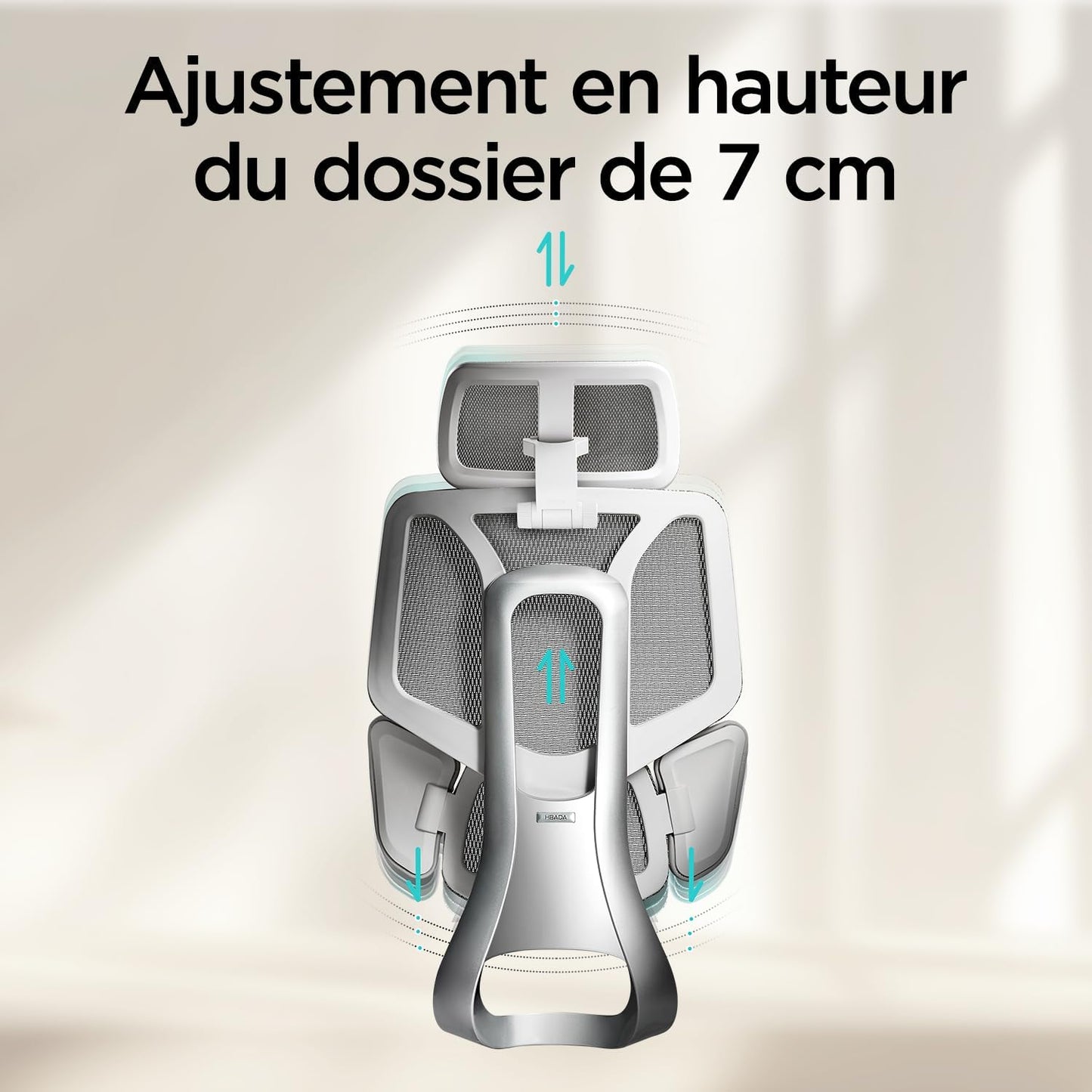 Hbada E3 Air fauteuil bureau ergonomique, 3 zones, accoudoirs/appui 3D, gris