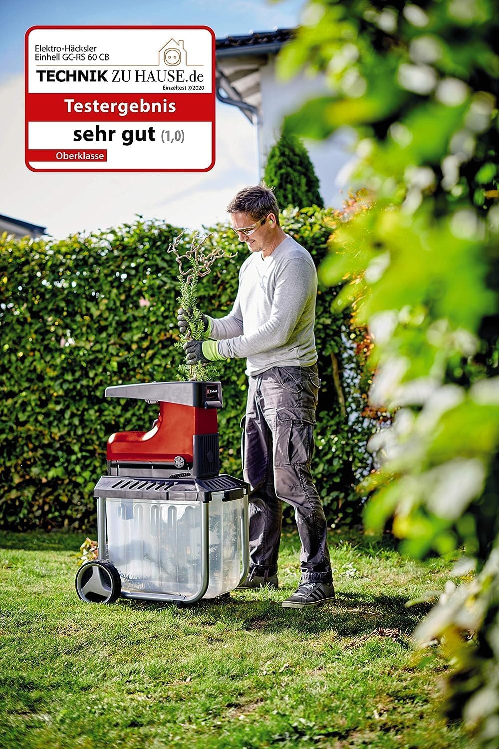 Einhell broyeur végétaux silencieux GC-RS 60 CB, 2800W, bac 60L