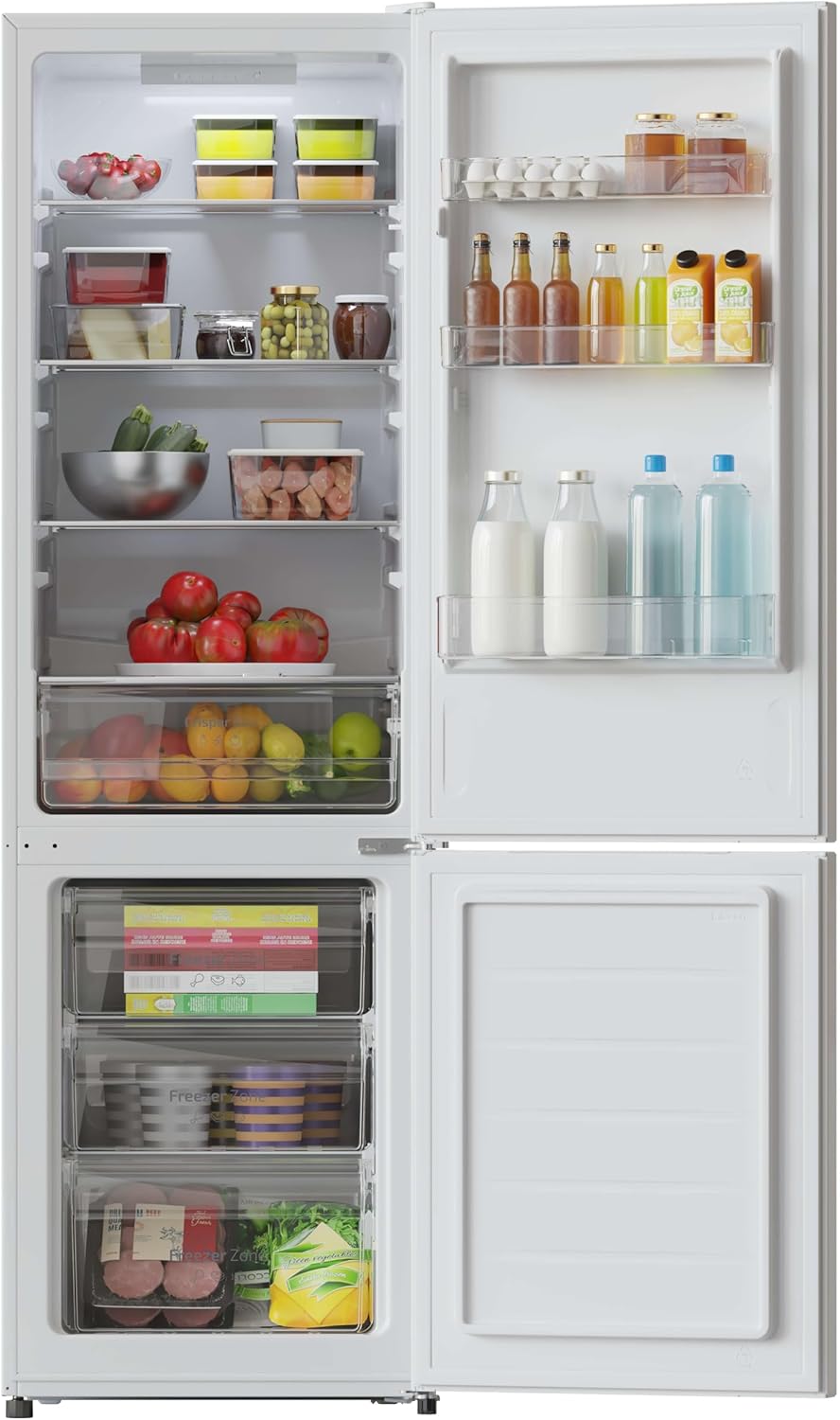Cecotec réfrigérateur CoolMarket Combi 262L blanc, classe E, LED, verre, contrôle