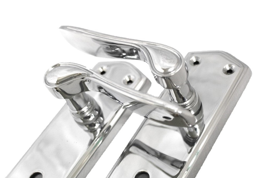 Poignées de porte Stellar à levier à défilement avec serrure de salle de bain interne - Chrome 170 mm x 50 mm