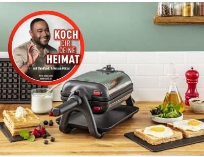Tefal gaufrier 4-en-1 noir/inox gaufré