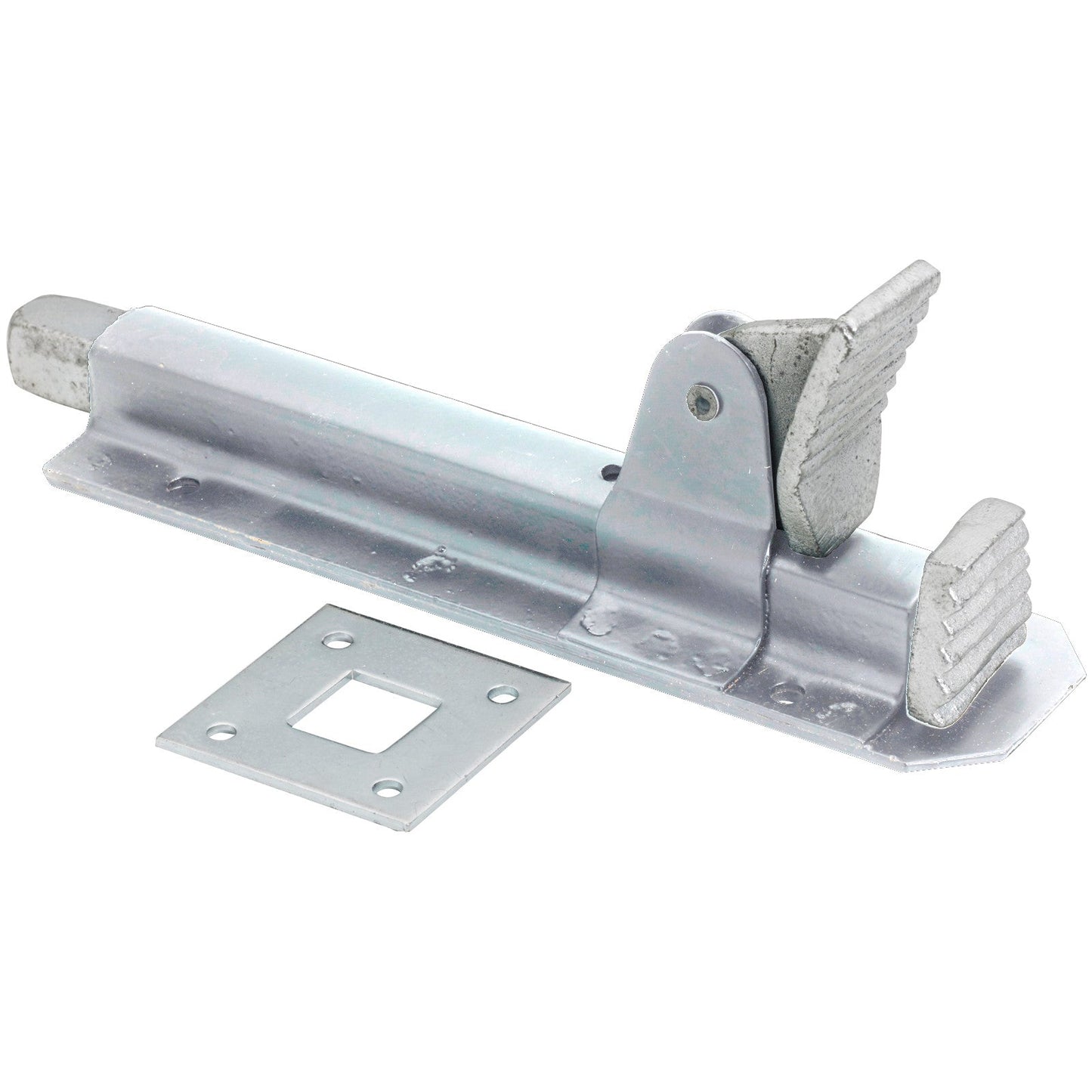 Verrou à pédale robuste de 200 mm pour portail de garage, abri de jardin, zinc noir