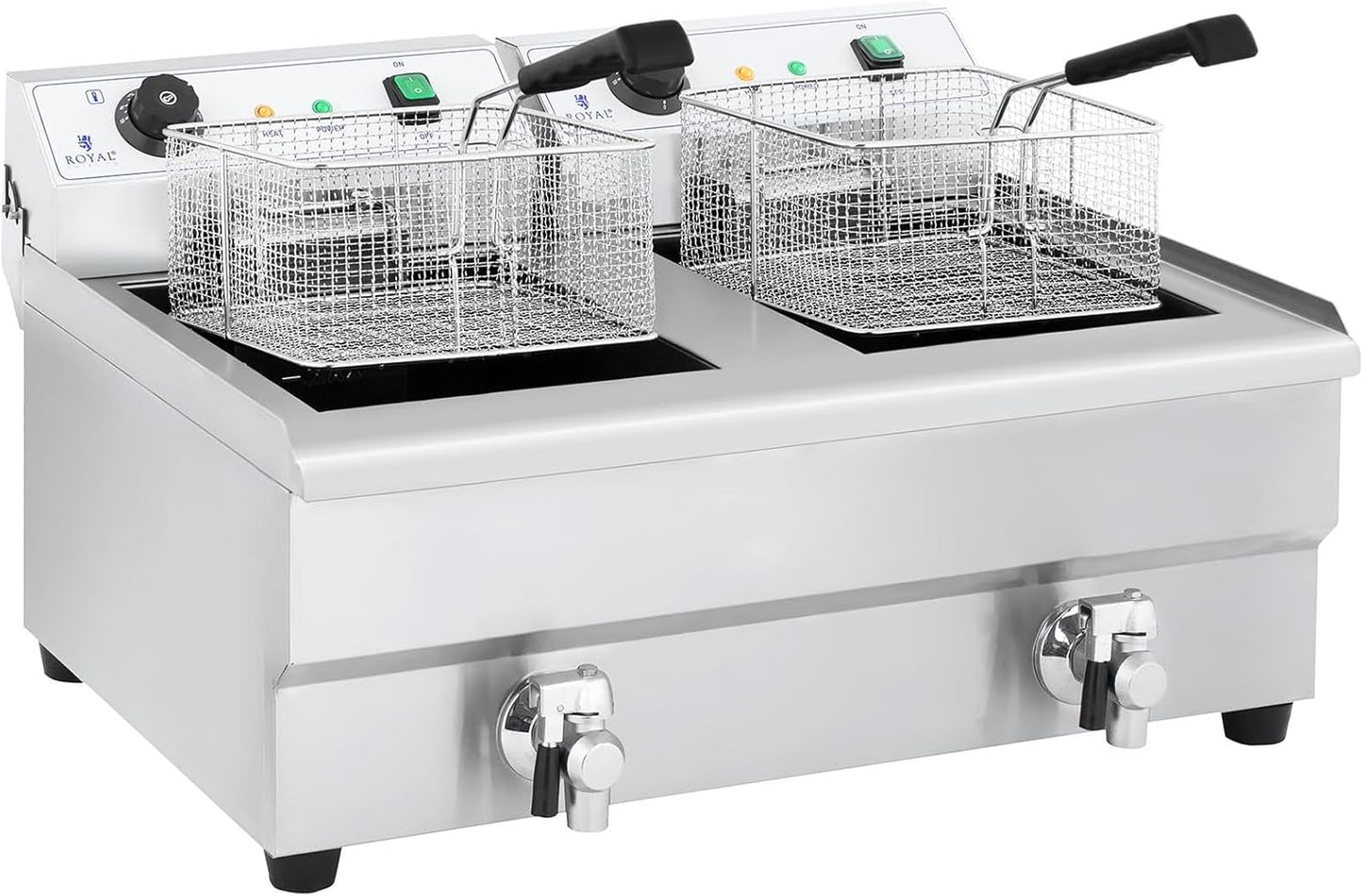 Royal Catering friteuse électrique 2x3200W, 2x12L huile, pro, inox, robinets