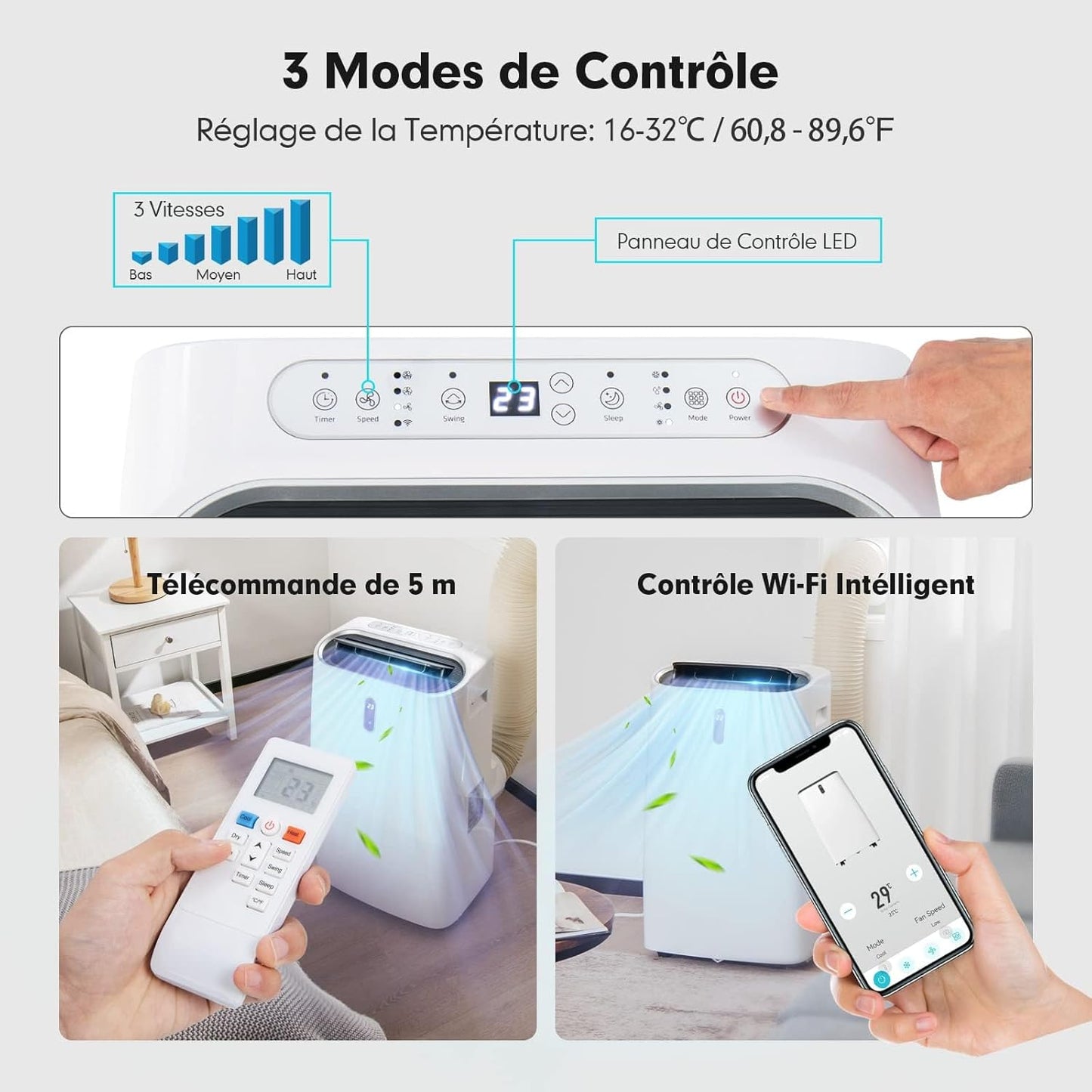 GOPLUS climatiseur mobile 14000BTU, 5-en-1, télécommande, R290, pour 40㎡