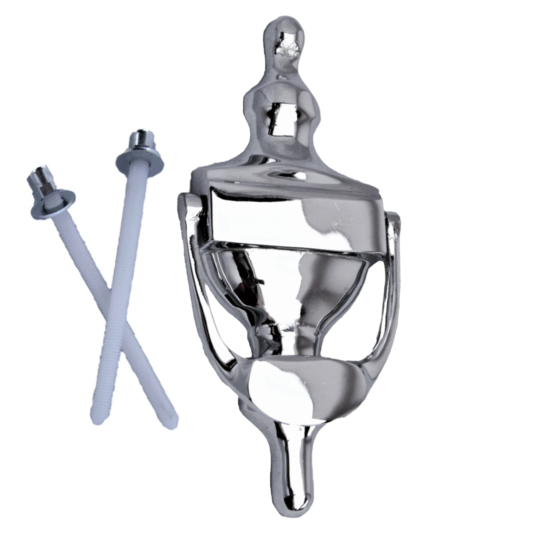 Heurtoir de porte victorienne en laiton massif chromé de 15 cm, style urne, pour porte d'entrée victorienne
