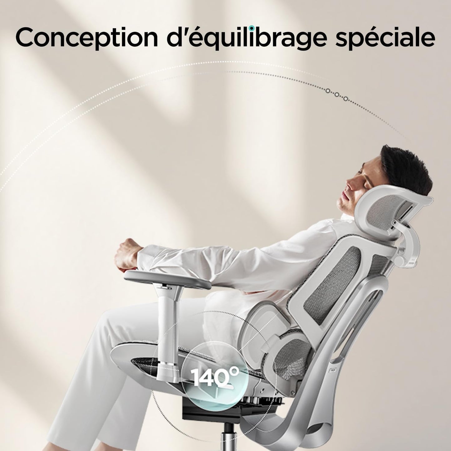 Hbada E3 Air fauteuil bureau ergonomique, 3 zones, accoudoirs/appui 3D, gris