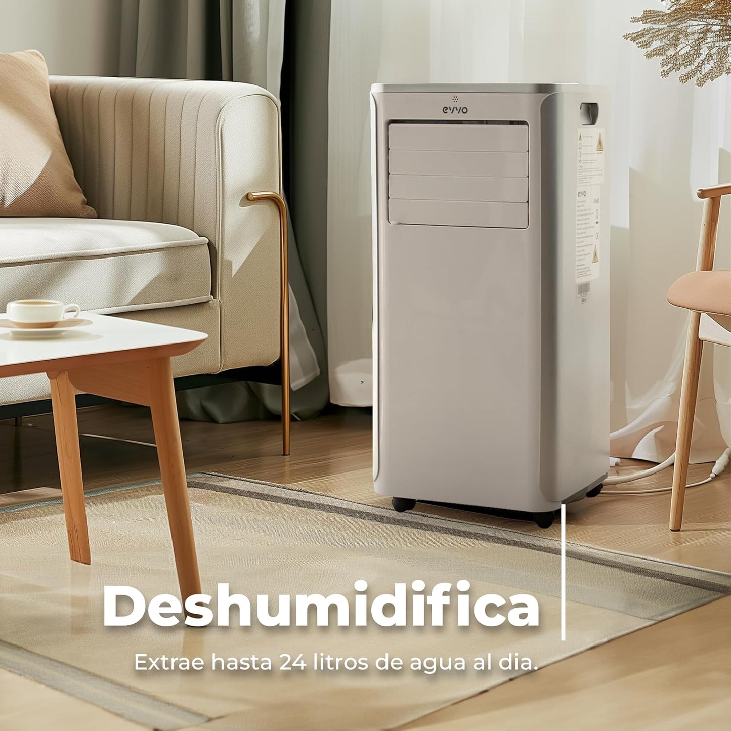 EVVO climatiseur portable chaud/froid 9000BTU, 4-en-1, 20m², classe A