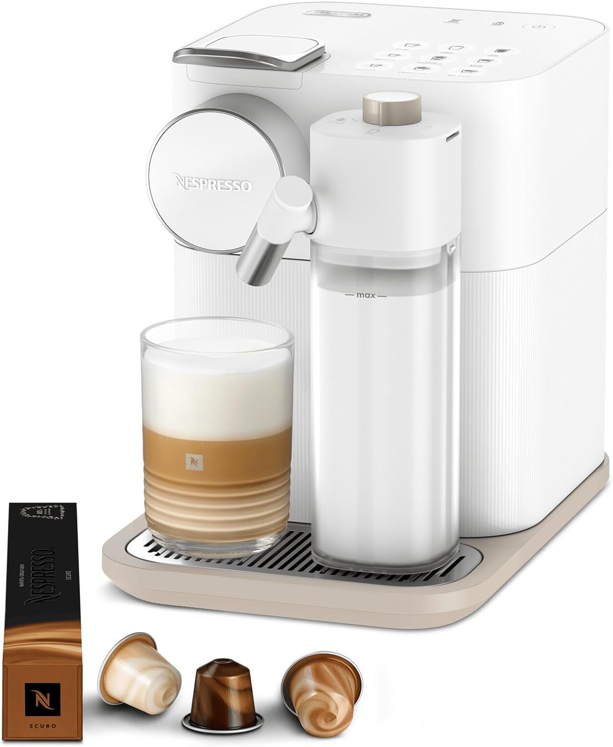 Nespresso EN640W Gran Lattissima, café + lait auto, 1400W, 19 bars, blanc