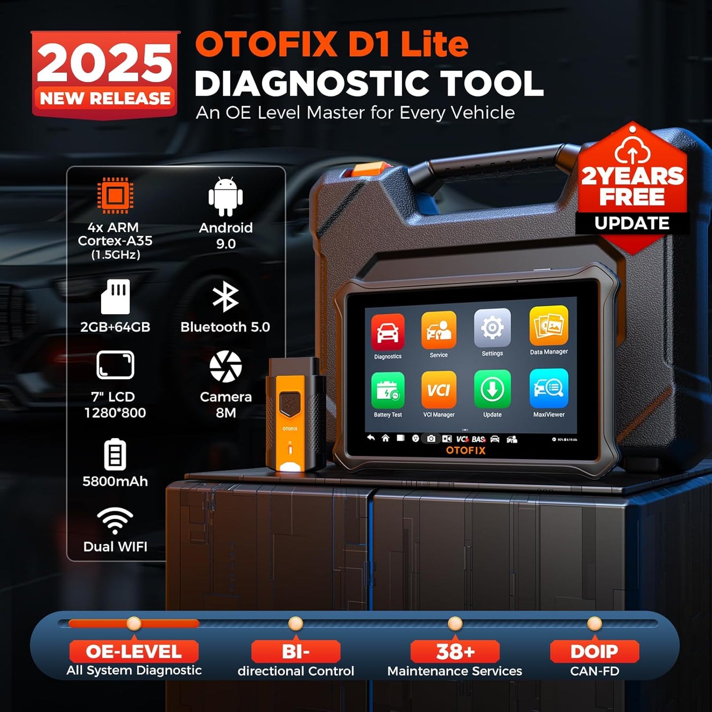 OTOFIX D1 Lite valise diagnostic auto 2025, 38+ fonctions, mises à jour 2 ans