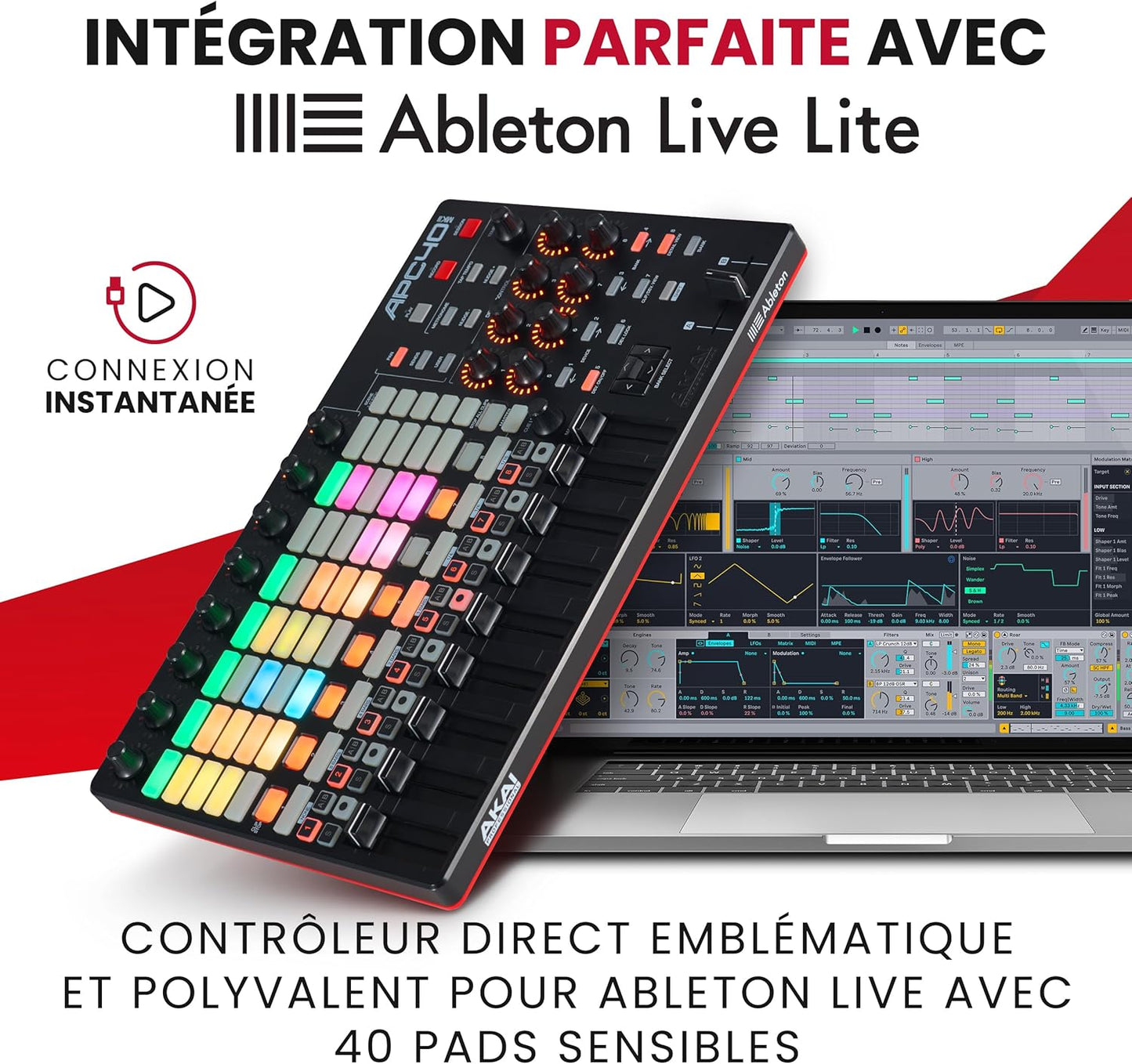 Akai APC40 MKII contrôleur MIDI USB Ableton Live, 5x8 pads, faders, logiciels