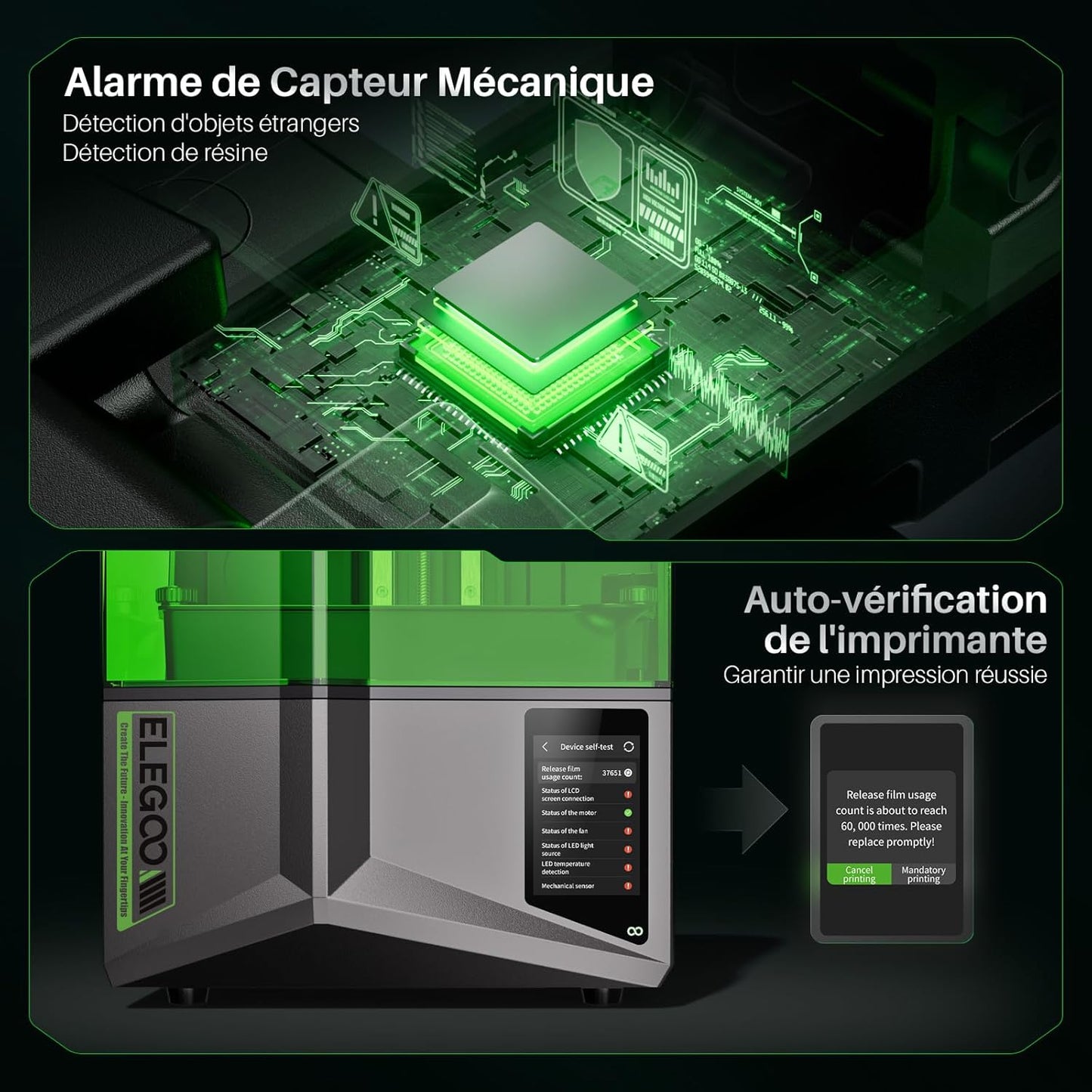 ELEGOO Saturn 4 imprimante 3D résine 12K, LCD 10", auto nivellement
