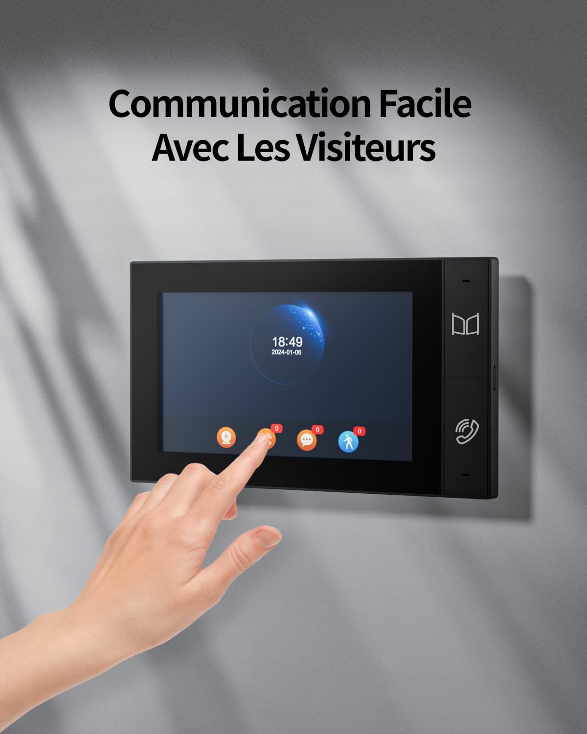 JeaTone visiophone WiFi 1080P, 2 moniteurs 7", détection mouvement, vision nocturne