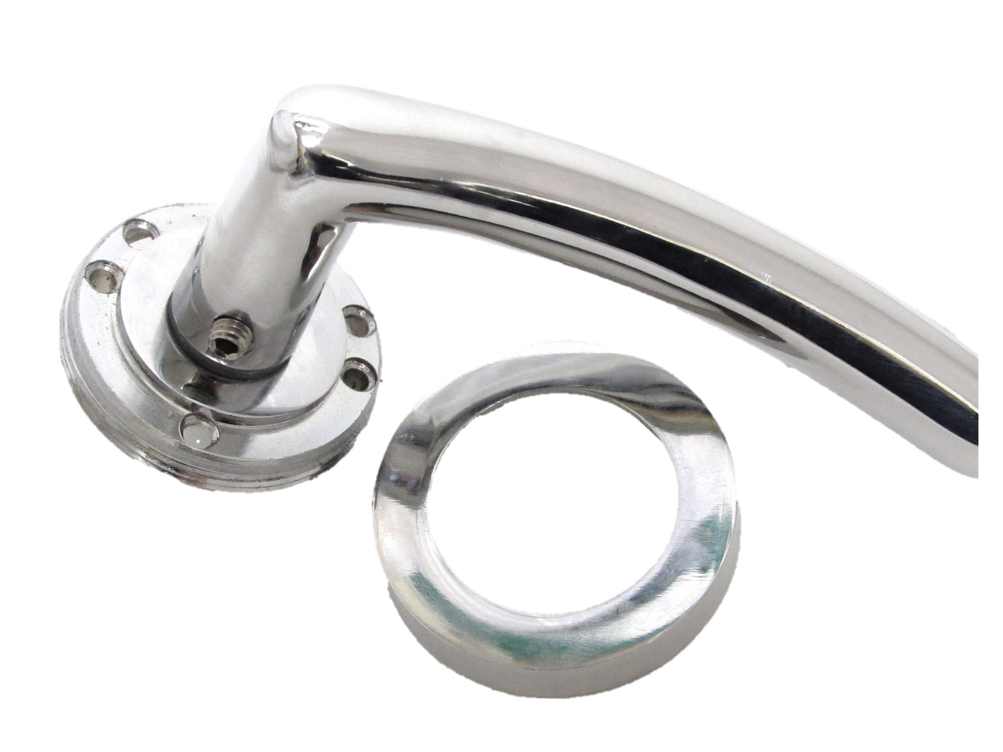 Poignée de porte Carlressia à levier incurvé sur rosace - Chrome 125 mm