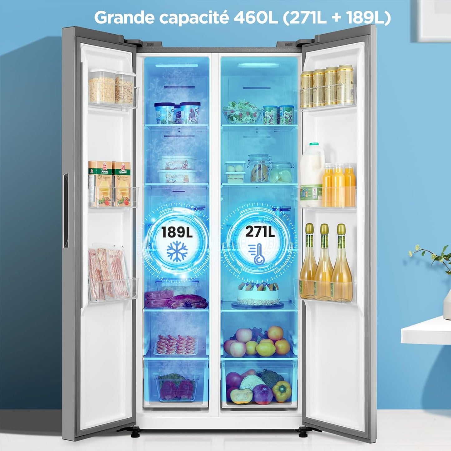 Comfee' RCS609IX2 frigo américain 460L, no frost, inverter, inox, double zone