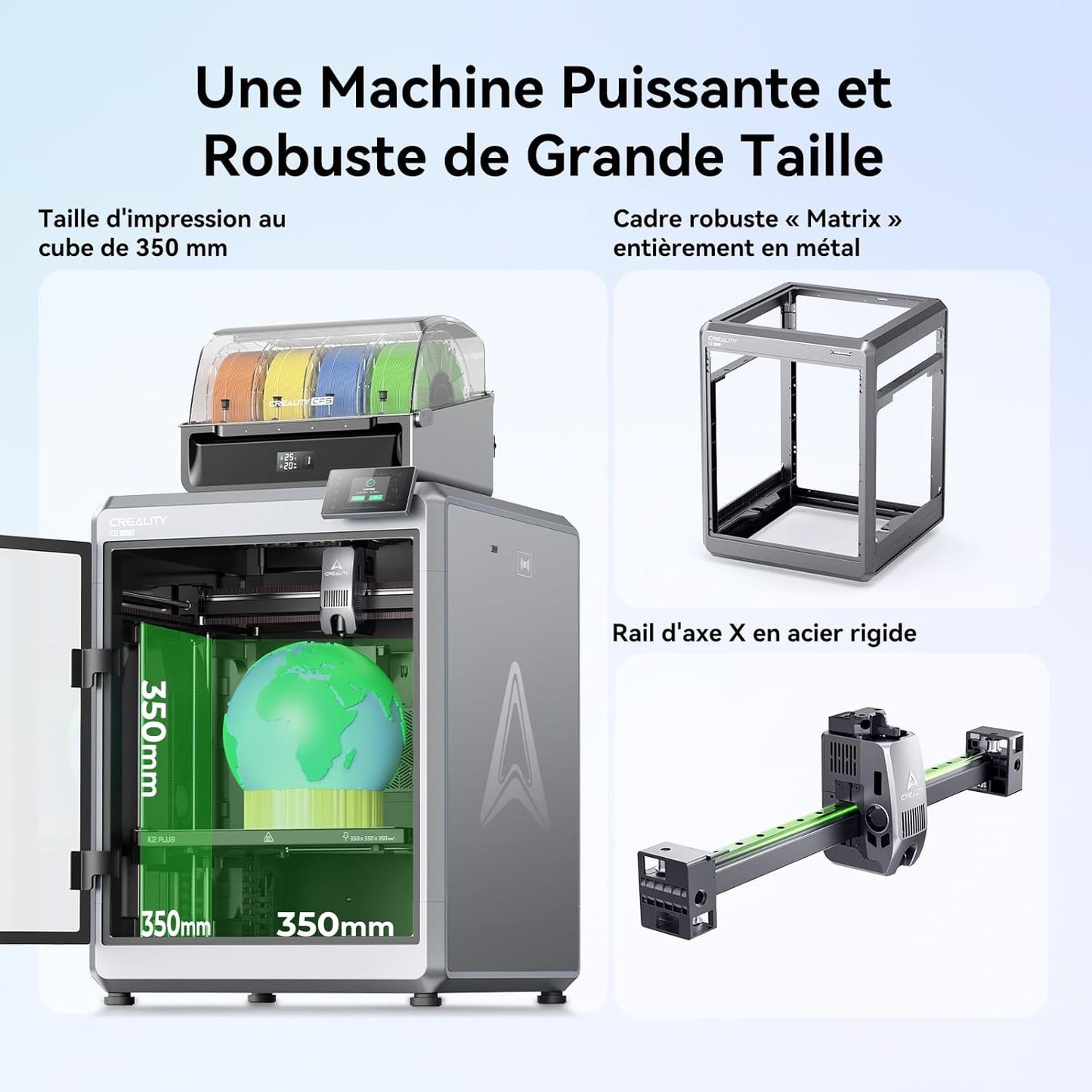 Creality K2 Plus imprimante 3D multicolore 600mm/s, double caméra AI