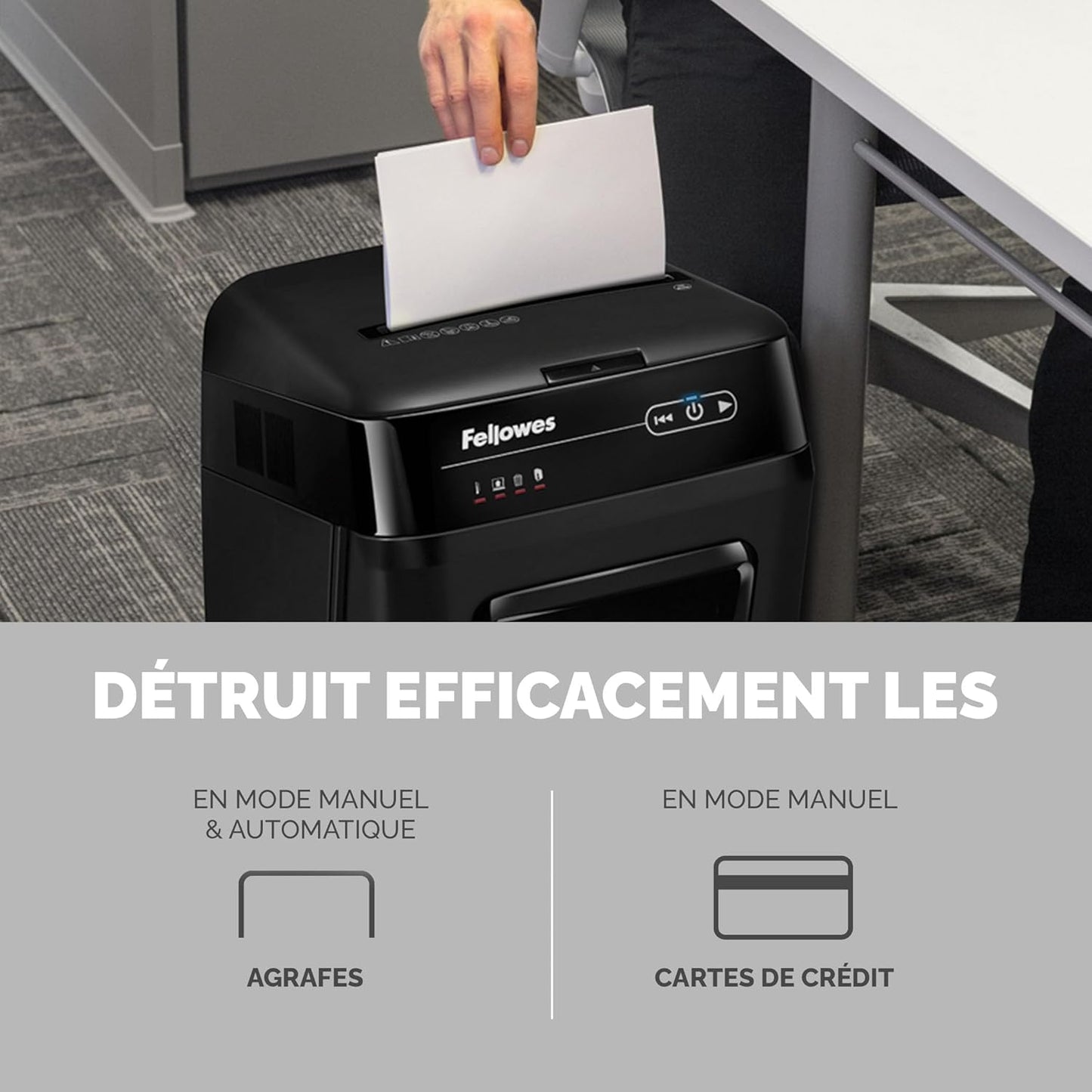 Fellowes destructeur Automax 200M, coupe croisée 200 feuilles, pro/domestique