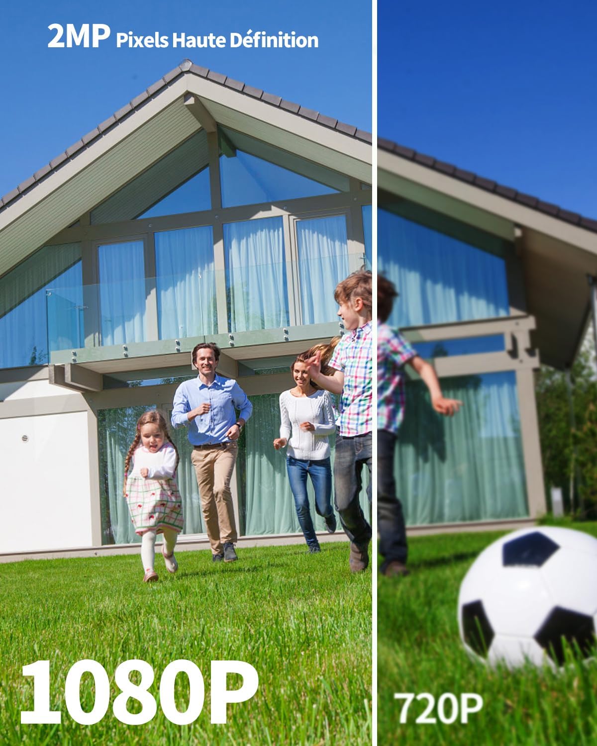 JeaTone visiophone WiFi 1080P, 2 moniteurs 7", détection mouvement, vision nocturne