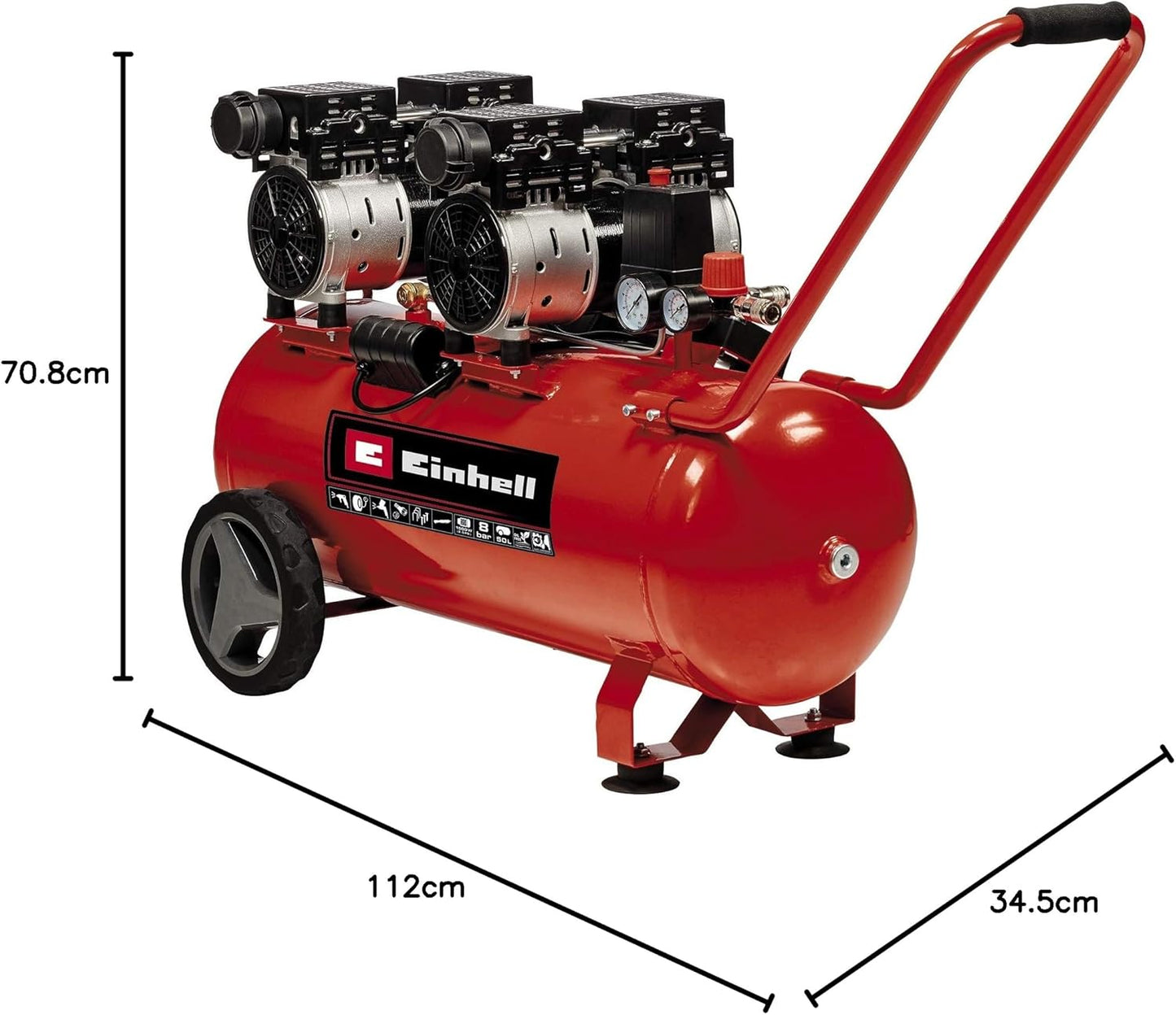 Einhell compresseur TE-AC 270/50 Silent Plus, 1500W, 8bar, 50L, 54dB