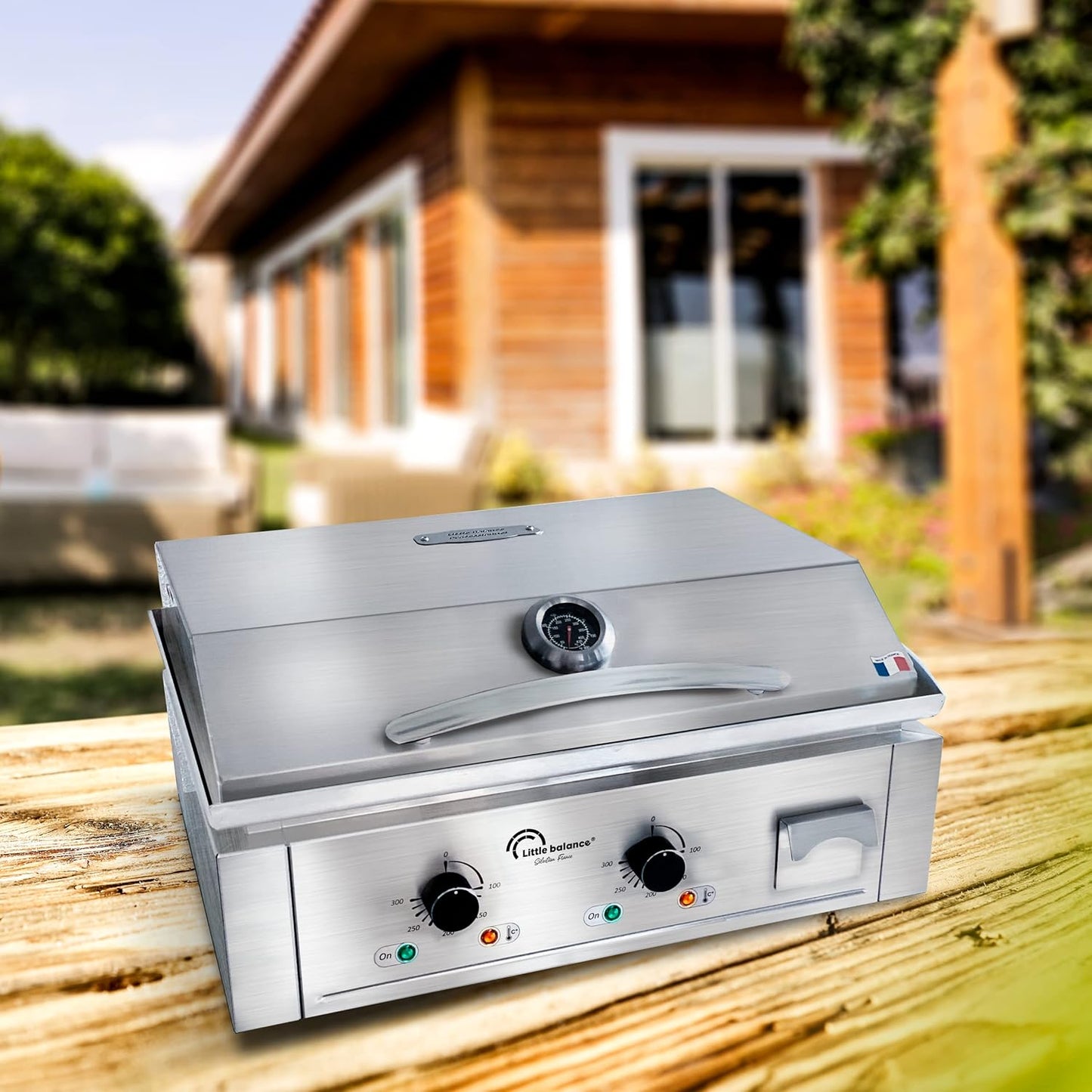 LITTLE BALANCE 8473 plancha pro inox 2 zones + couvercle, 3500W, made in France