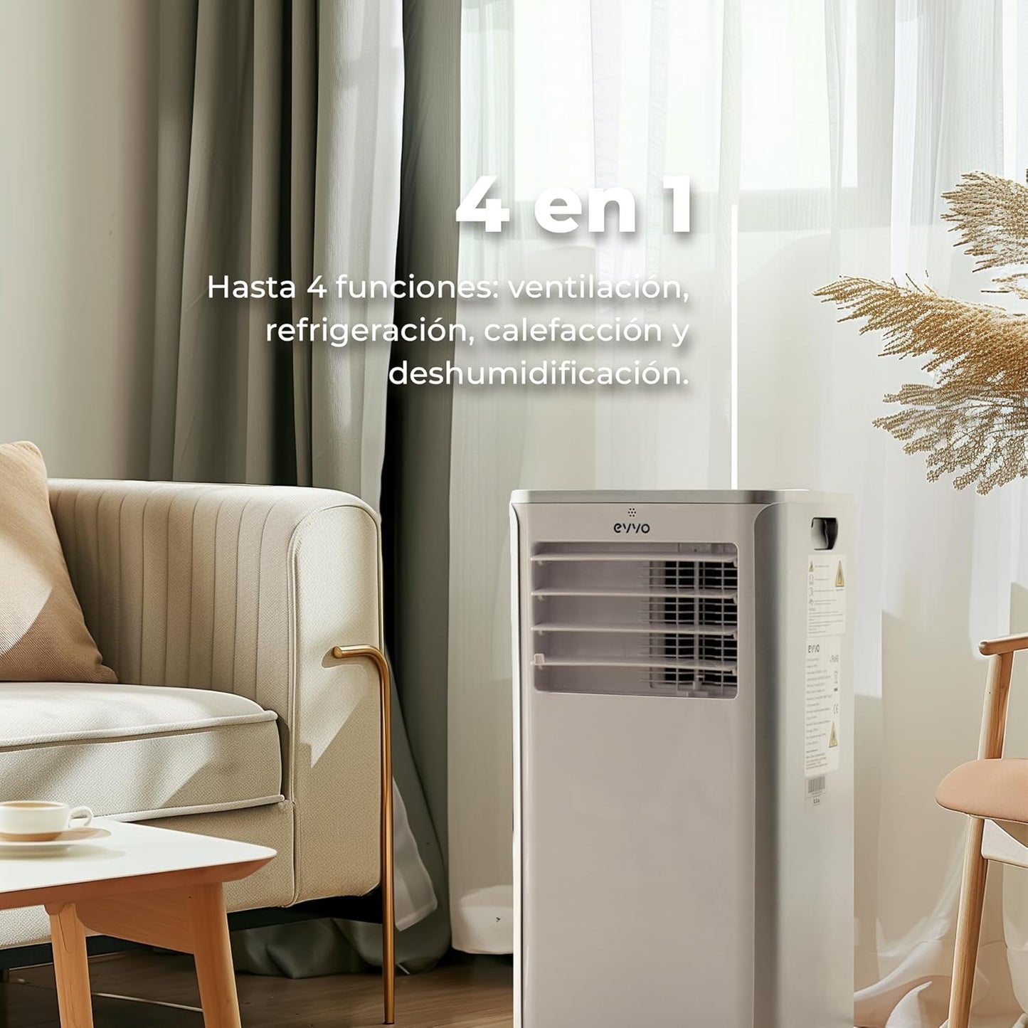 EVVO climatiseur portable chaud/froid 9000BTU, 4-en-1, 20m², classe A