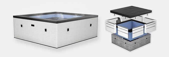 NETSPA Spa Celestia carré semi-rigide 6 places, mousse, 1100L, Ø180xH70cm