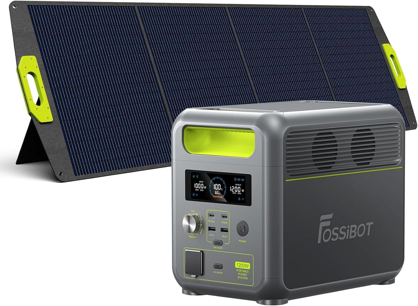FOSSiBOT F1200 générateur solaire + panneau 200W, 1024Wh, portable 2400W pic