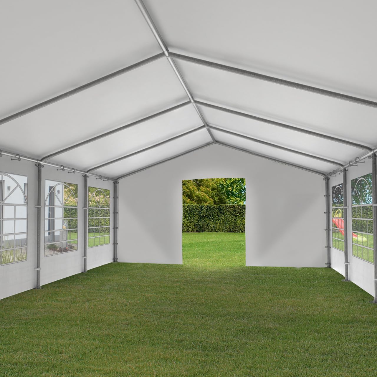 Tente réception PVC solide 4x8m, bâche 600N, montage rapide