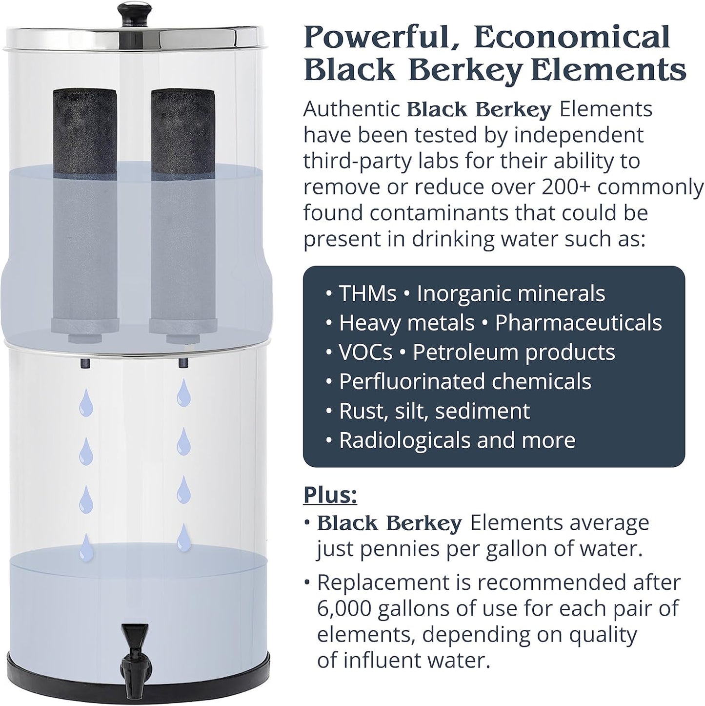 Big Berkey système filtre eau 8L inox gravité + 2 filtres BB9-2