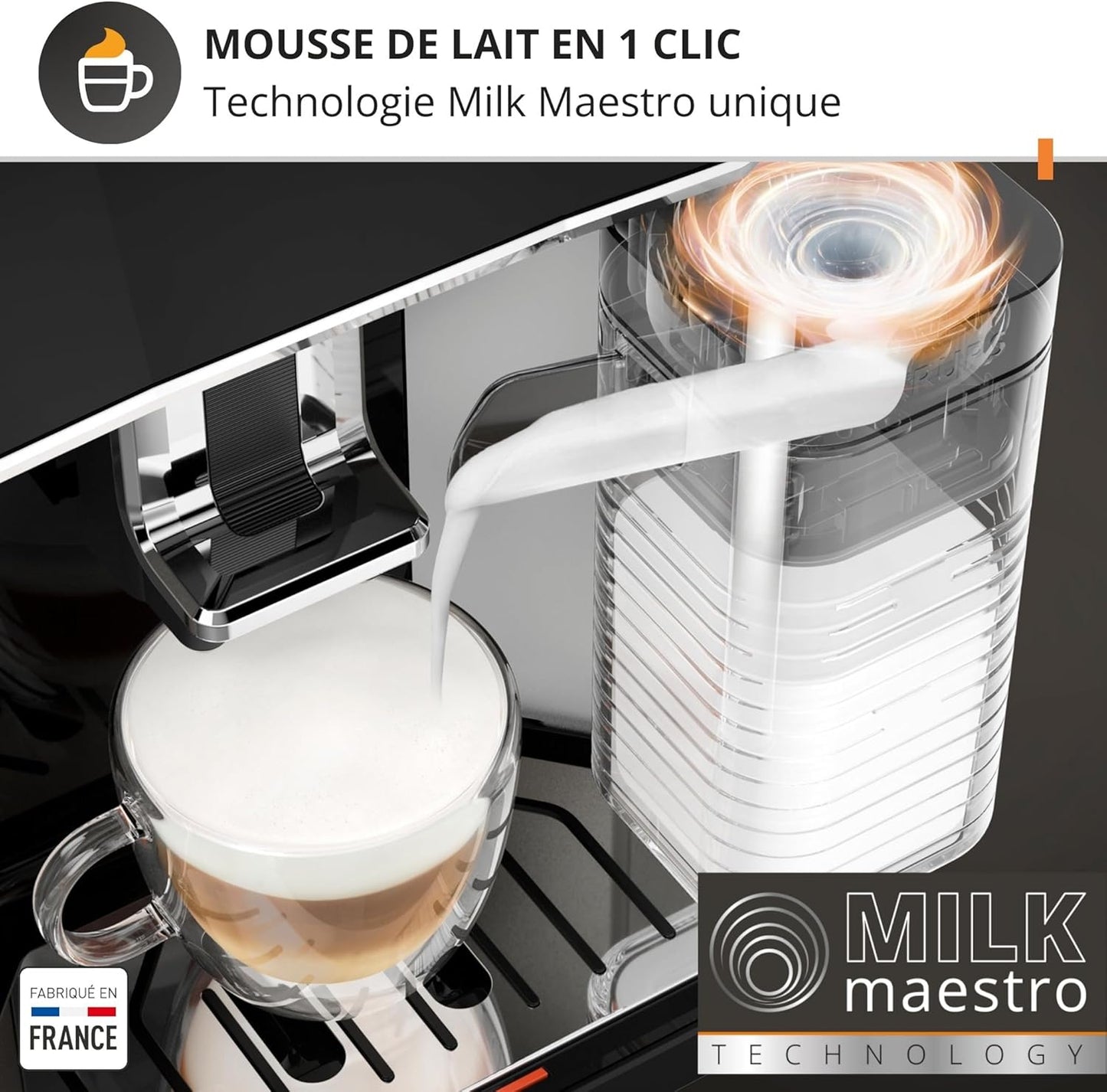 Krups Sensation Lait expresso grains, 6 boissons, carafe lait, EA912E10