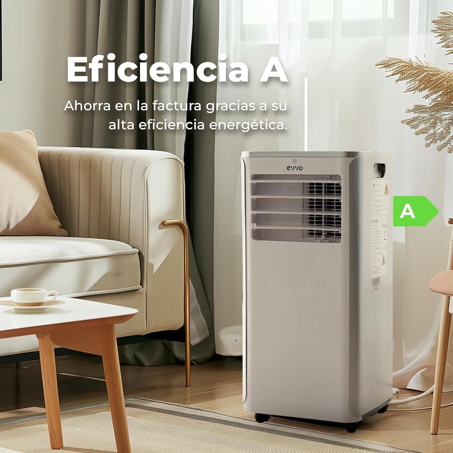 EVVO climatiseur portable chaud/froid 9000BTU, 4-en-1, 20m², classe A