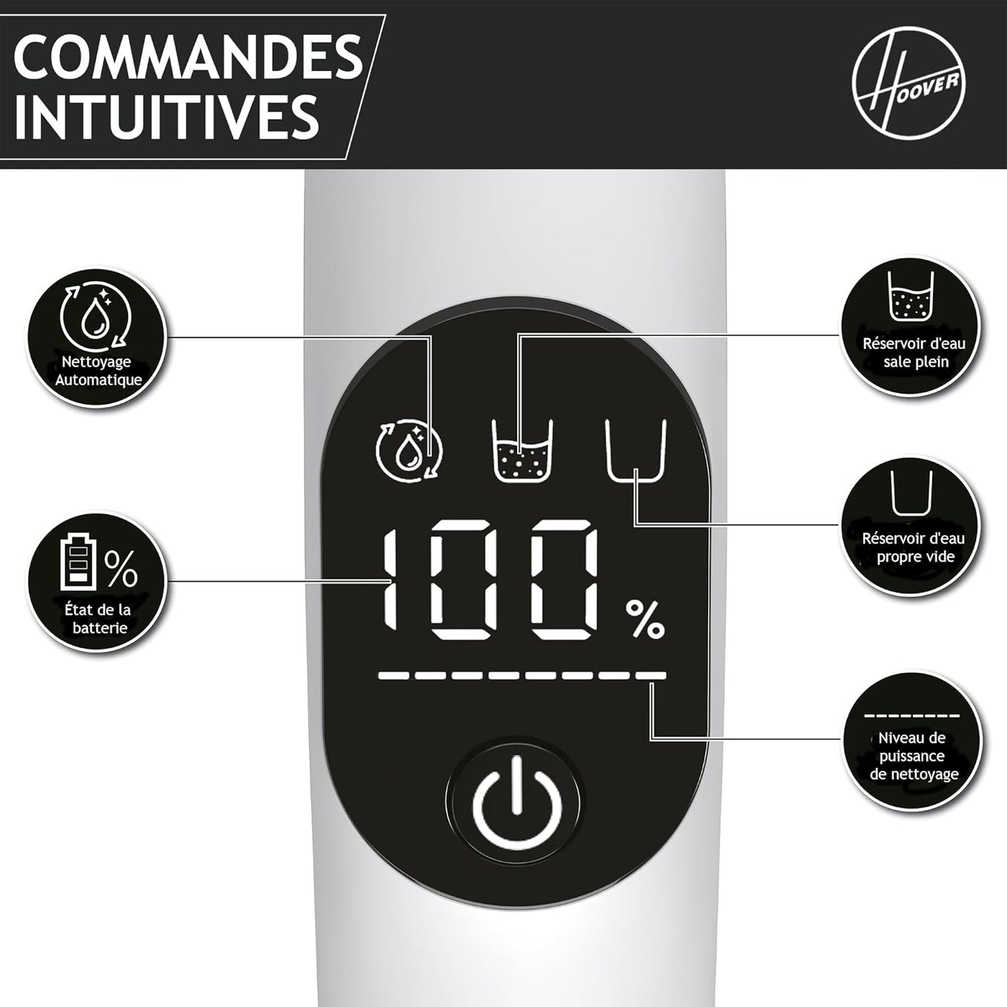 Hoover HW500 aspirateur sans fil laveur 230W, rouleaux, détection, auto-nettoyage