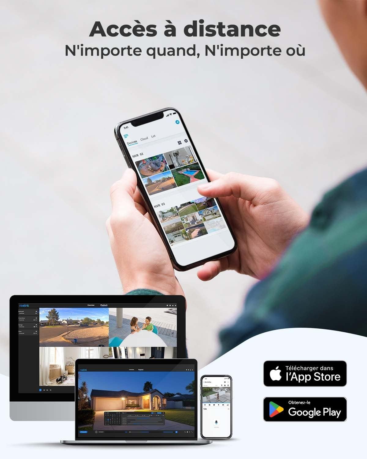 Reolink RLN8-410 NVR 4K 8 canaux + HDD 2TO, compatible 4MP–16MP caméras