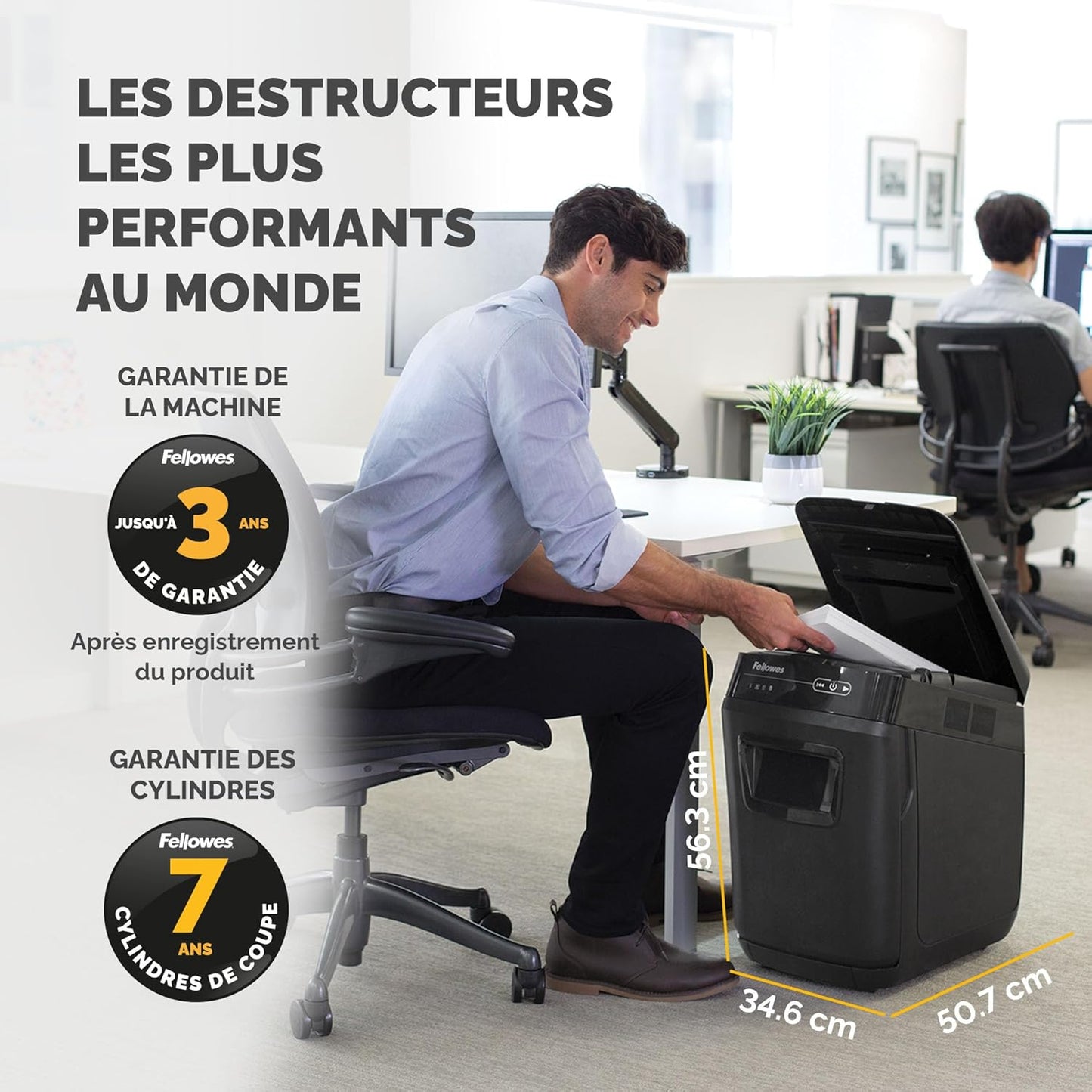 Fellowes destructeur Automax 200M, coupe croisée 200 feuilles, pro/domestique