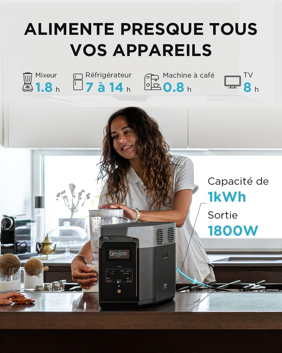 EcoFlow DELTA 2 station électrique portable 1-3kWh, batterie LFP, solaire rapide