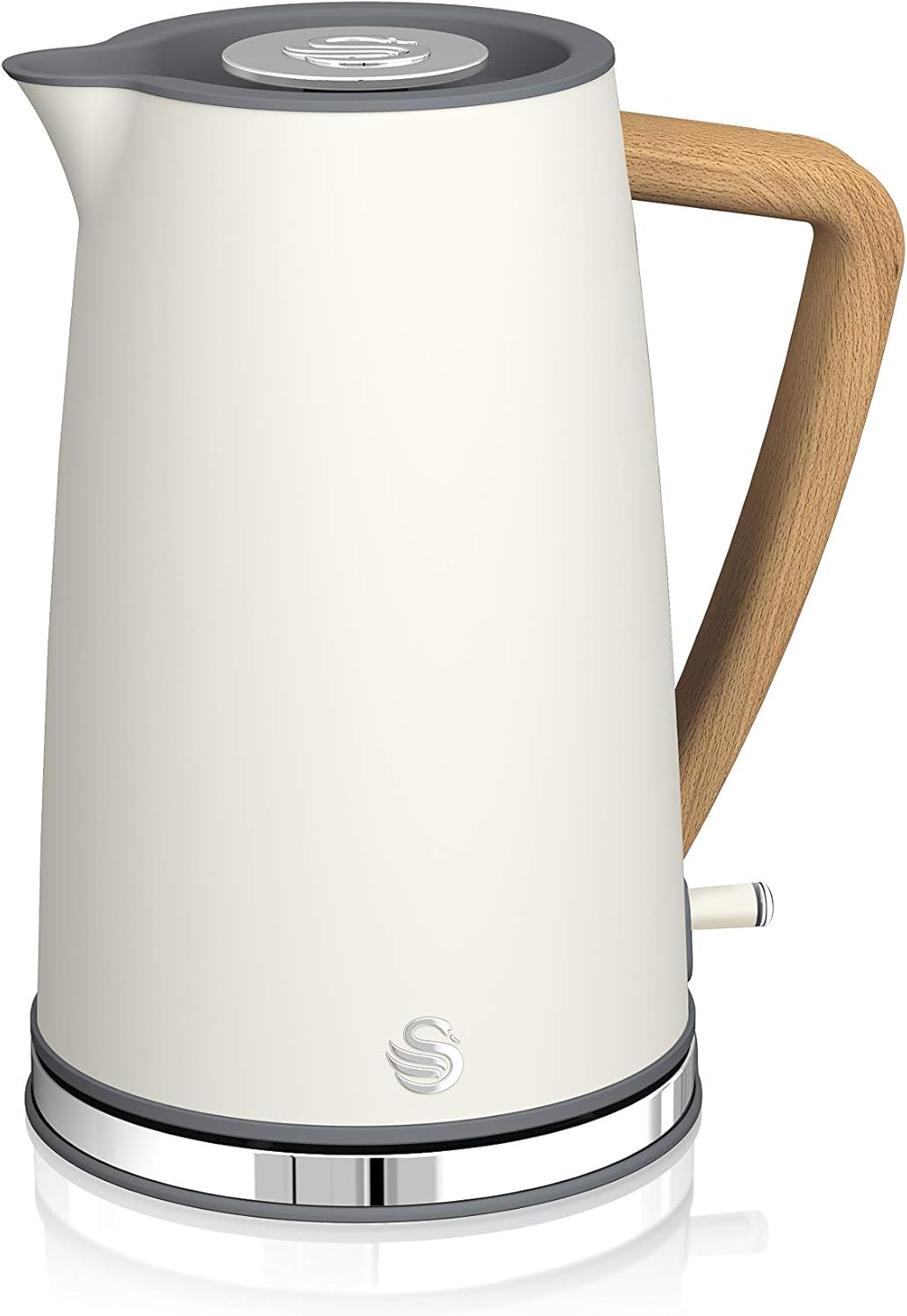 Swan Nordic micro-ondes 20L + bouilloire 1.7L blanche, design bois