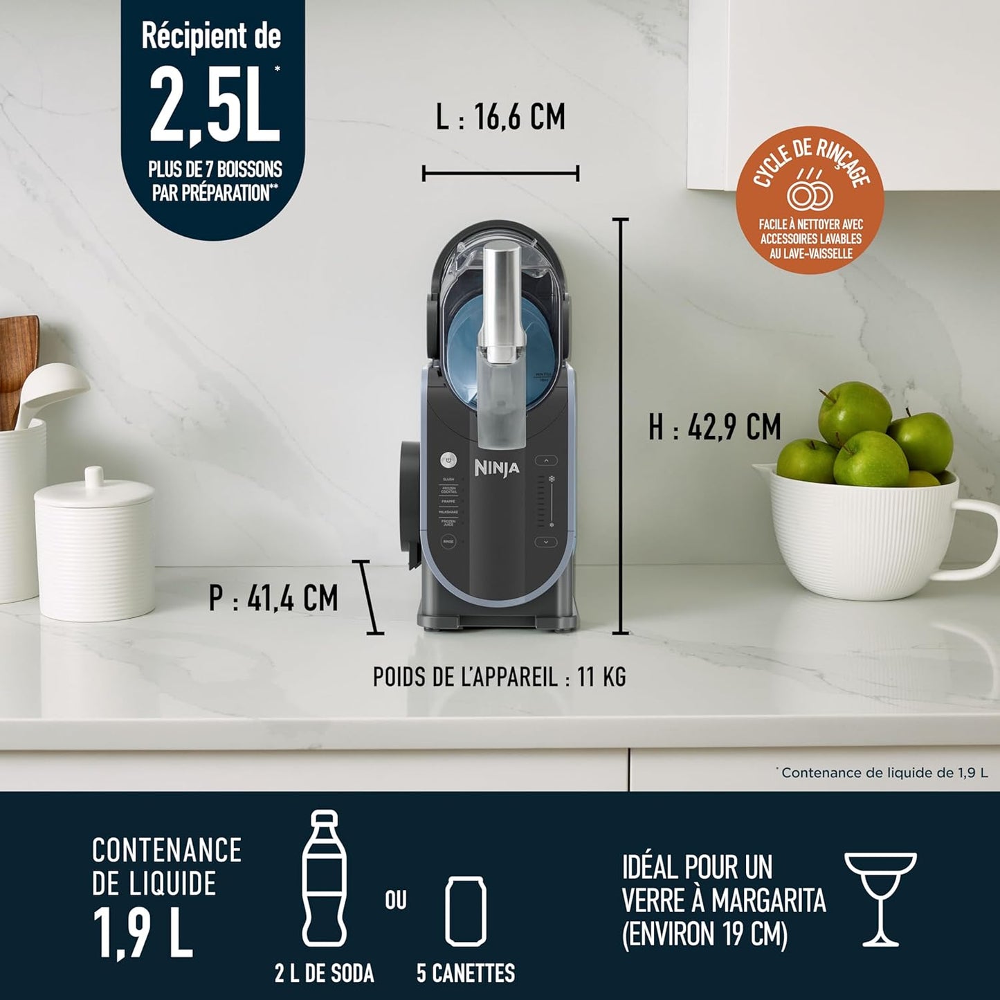 Ninja SLUSHi machine boissons glacées 1.9L, milkshake, TikTok, sans glace