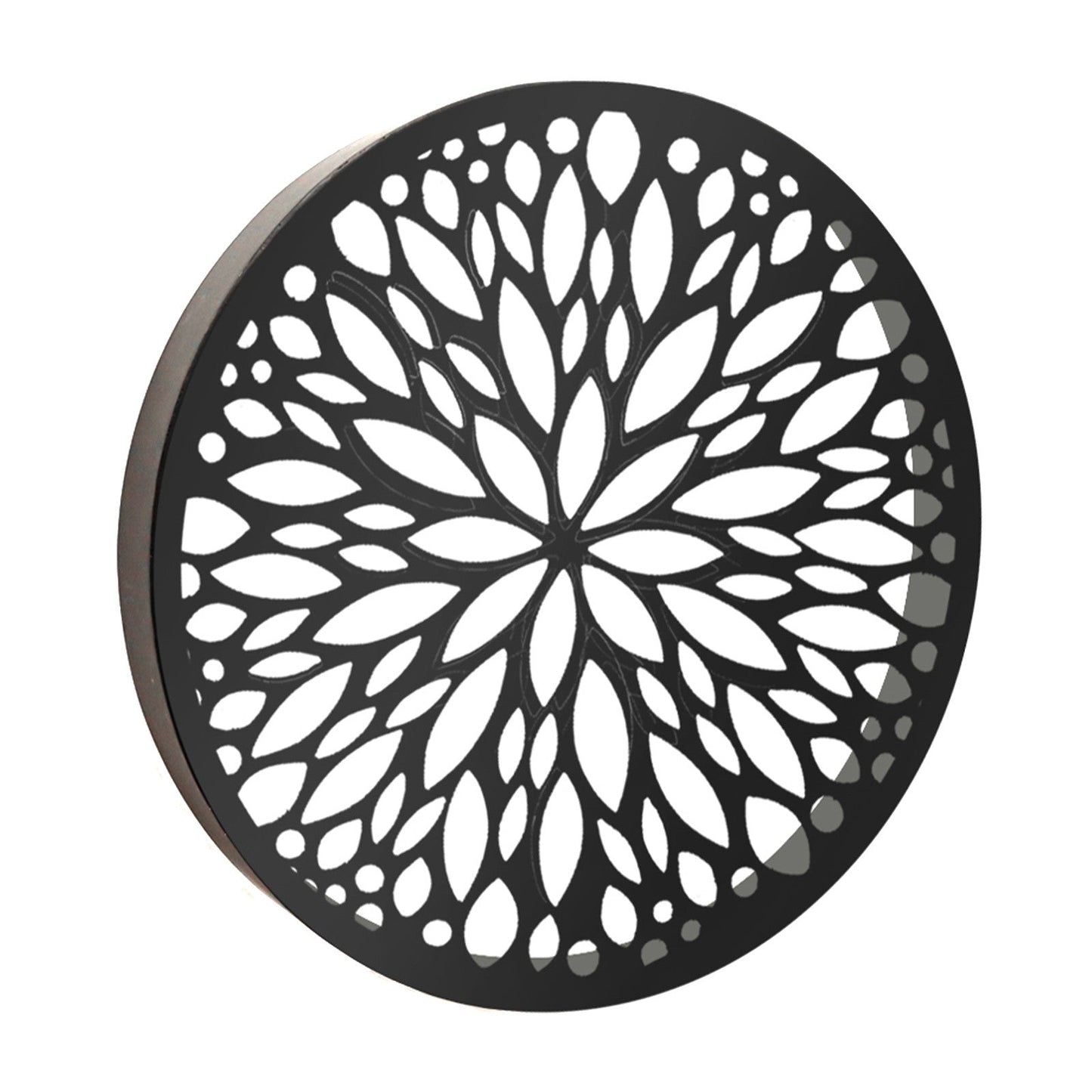 Panneau mural solaire rond abstrait en métal à LED pour décoration de jardin