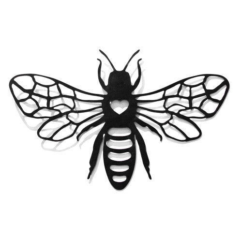 Grande silhouette d'abeille en métal noir - Décoration murale pour jardin