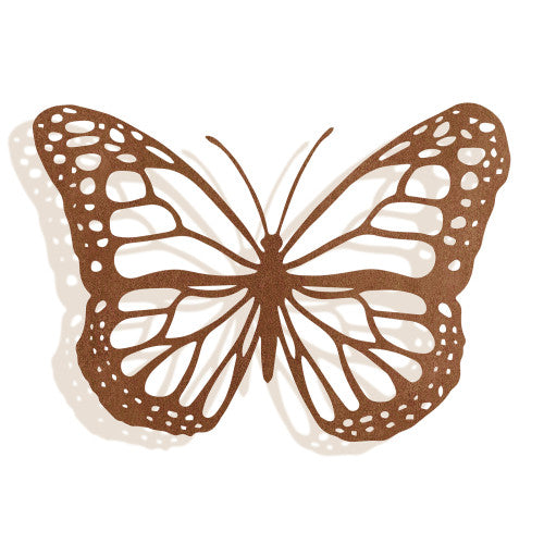 Grande silhouette de papillon rustique en métal - Décoration murale de jardin intérieure et extérieure