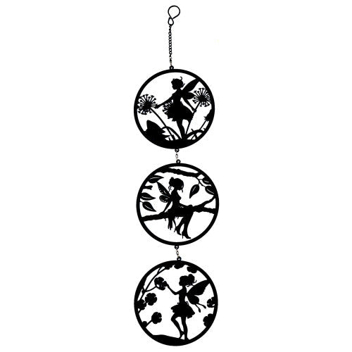Trio de silhouettes de fées suspendues - Métal noir