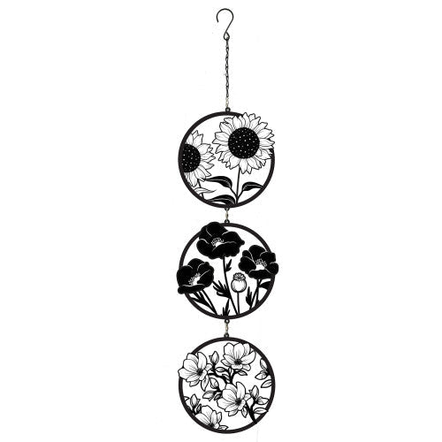 Trio de silhouettes florales suspendues - Métal noir