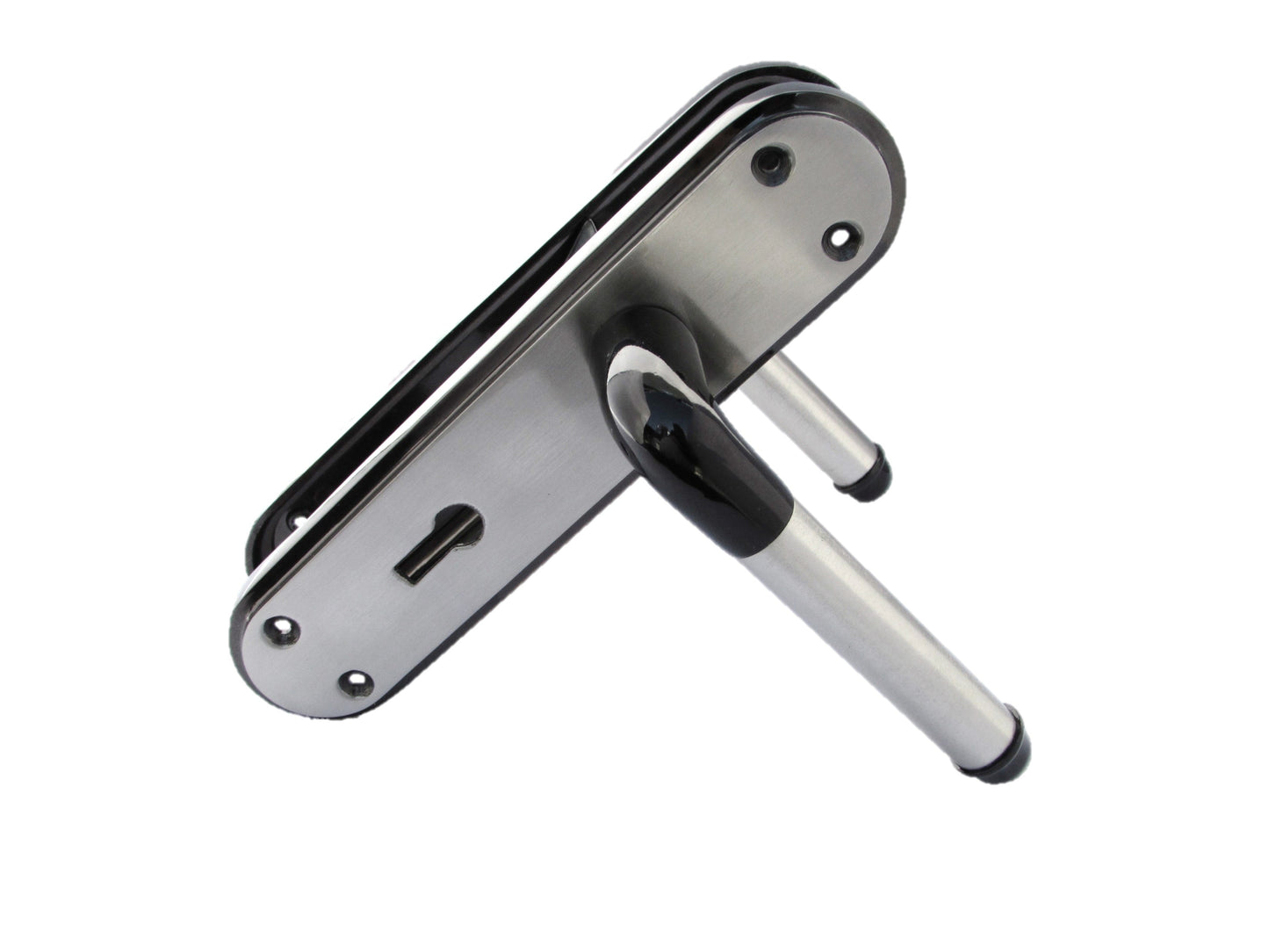Poignée de porte Marina à levier de verrouillage bicolore - Nickel noir et satiné